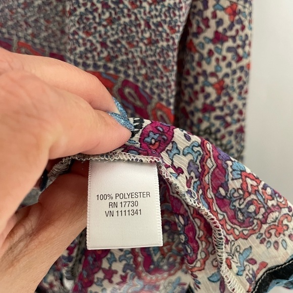 Converse One Star Women's Sheer Button Down Bohemian Paisley Long Sleeve Tunic  - Picture 5 of 6